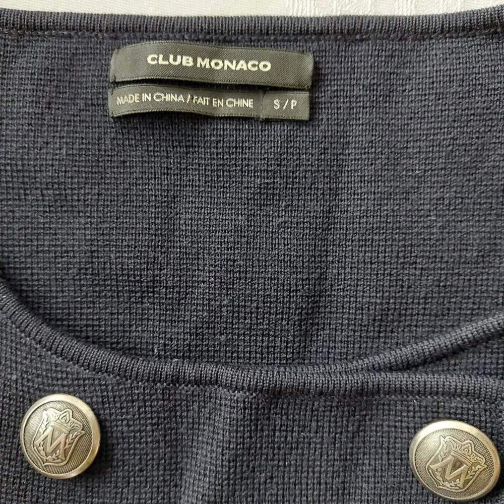 Club Monaco Navy Marino Wool Knit Sweater Blazer/Jacket, Women's S - Picture 3 of 10